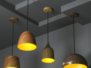 wooden pendant light Modello 3D