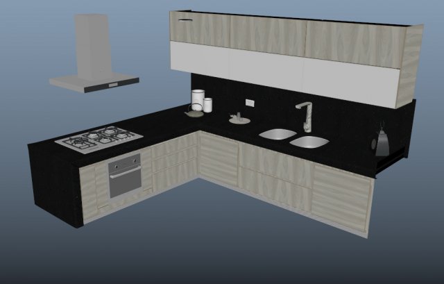 kitchen 3D Model .c4d .max .obj .3ds .fbx .stl .blend 