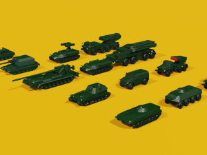 Low Poly Soviet Military Vehicles Pack 3D Model