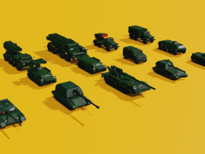 Low Poly Soviet Military Vehicles Pack 3D Модель