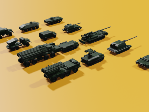 Low Poly Soviet Military Vehicles Pack 3D Модель