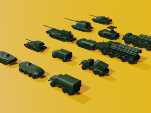 Low Poly Soviet Military Vehicles Pack 3D Модель