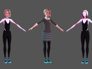 gwen stacy - into the spider-verse suit and school uniform 3D Model