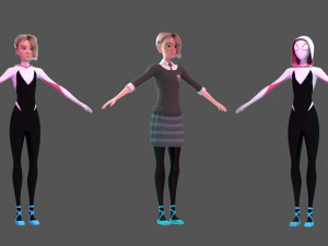 Gwen Stacy - nel costume da ragnoverso e nell'uniforme scolastica Modello 3D