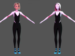 gwen stacy - into the spider-verse suit and school uniform 3D Model