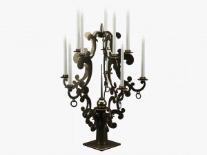 realistic candle set 001 3D Model