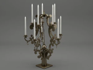 realistic candle set 001 3D Model