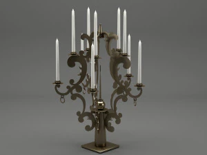 realistic candle set 001 3D Model