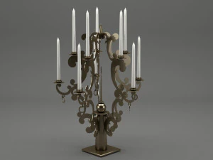 realistic candle set 001 3D Model