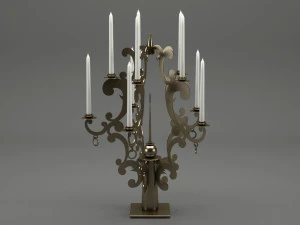 realistic candle set 001 3D Model