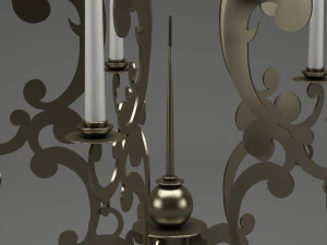 realistic candle set 001 3D Model