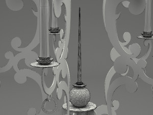 realistic candle set 001 3D मॉडल