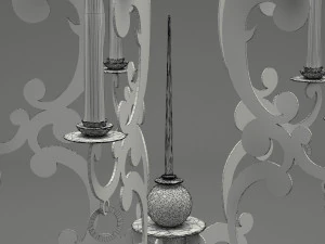 realistic candle set 001 3D Model