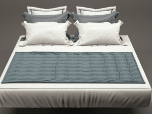 photorealistic bed set 012 3D Model