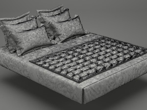 photorealistic bed set 012 3D Model