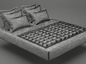 photorealistic bed set 012 3D Model