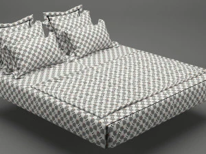photorealistic bed set 012 3D Model