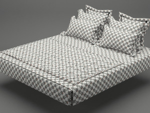 photorealistic bed set 012 3D Model