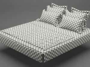 photorealistic bed set 012 3D Model