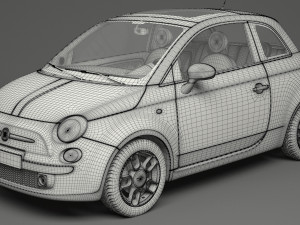 fiat 500 hatchback 3D मॉडल