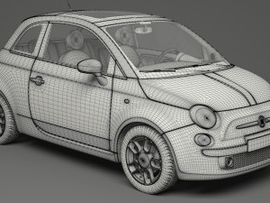 fiat 500 hatchback 3D मॉडल