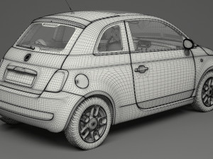 fiat 500 hatchback 3D मॉडल