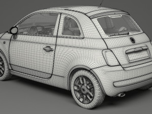 fiat 500 hatchback 3D मॉडल