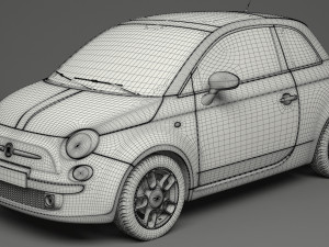 fiat 500 hatchback 3D मॉडल