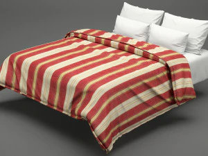 photorealistic bed set 013 3D Model