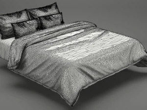 photorealistic bed set 013 3D Model