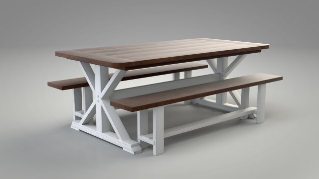 farm table 3D Model .c4d .max .obj .3ds .fbx .stl .blend 