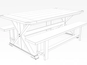 農場のテーブル 3Dモデル