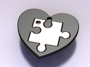 heart puzzle necklace 3D Model