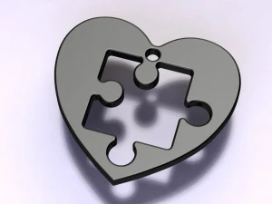heart puzzle necklace 3D Model