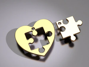 heart puzzle necklace 3D Model