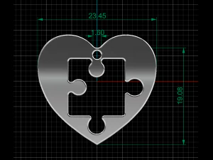 heart puzzle necklace 3D Model