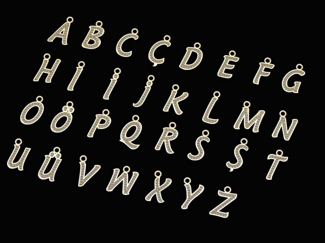 alphabets big letter pendants 3D-Modell .c4d .max .obj .3ds .fbx .stl .blend 