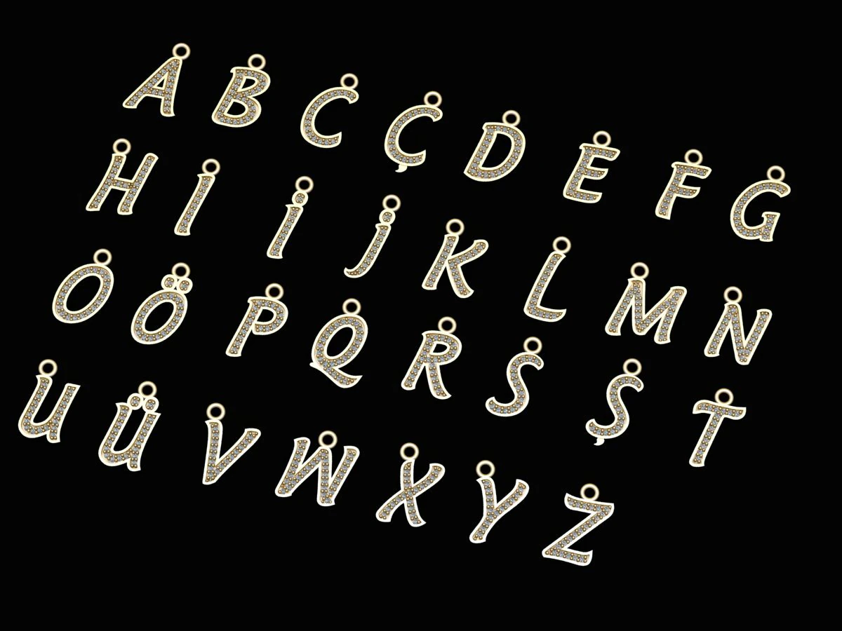 alphabets big letter pendants 3D Model .c4d .max .obj .3ds .fbx .stl .blend 