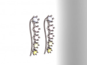 white diamonds degrade mini earring Model 3D