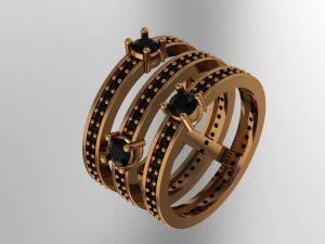 hoops ring 3 diamonds hoops 3D Model