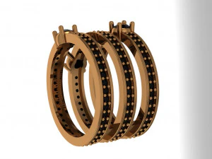 hoops ring 3 diamonds hoops 3D Model