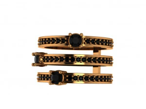 hoops ring 3 diamonds hoops 3D Model