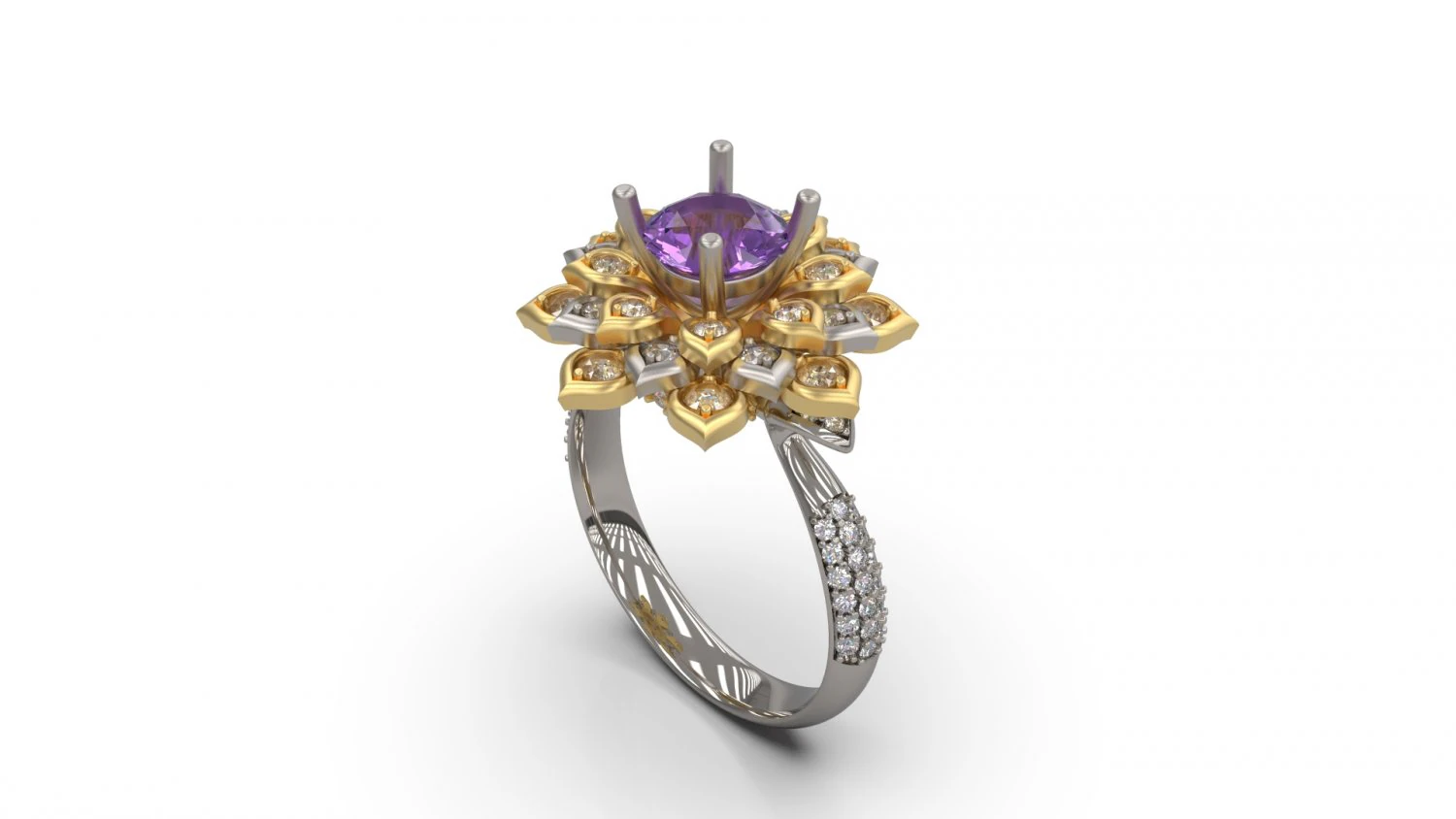 flower ring 02 3D Print Model .c4d .max .obj .3ds .fbx .stl .blend 