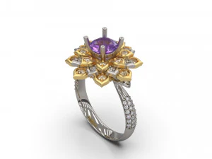 꽃 반지 02 3D 프린트 모델