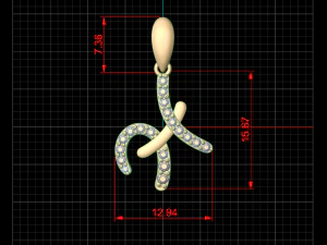 एच पेंडेंट 3D प्रिंट मॉडल