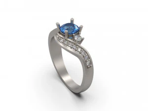 女士单石戒指 33 3D 打印模型