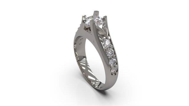woman solitaire ring 44 Modello di stampa 3D .c4d .max .obj .3ds .fbx .stl .blend 