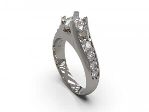 女士单石戒指 44 3D 打印模型