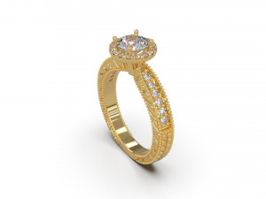 woman solitaire wedding ring 52 3D Print Model