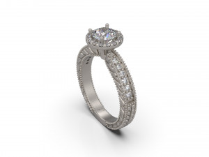 woman solitaire wedding ring 52 3D Print Model